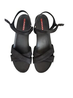 Prada Black Women's  Platform Bow Strap Sandals